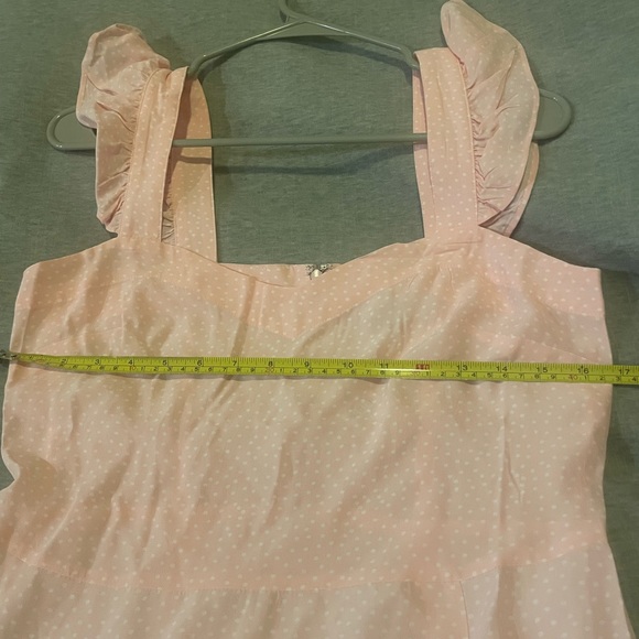 LOFT Dotted Ruffle Strap Midi Dress Size 4 - Picture 2 of 3